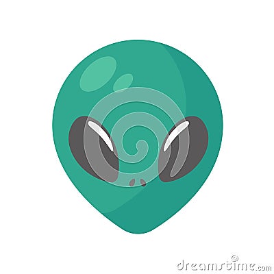 Alien faces. green alien creature with big eyes Vector Illustration