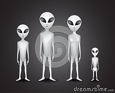 Alien family Cartoon Illustration