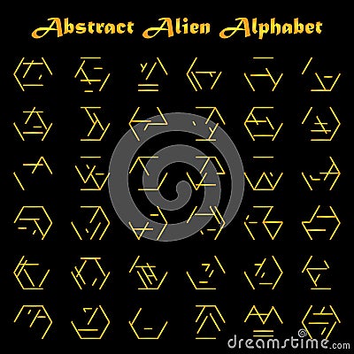 Alien golden alphabet Vector Illustration