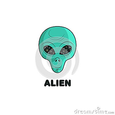 Alien green head icon. Vector Illustration