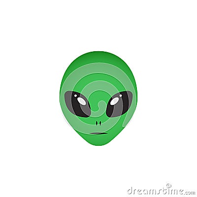 Alien green head isolated on white background Vector Illustration