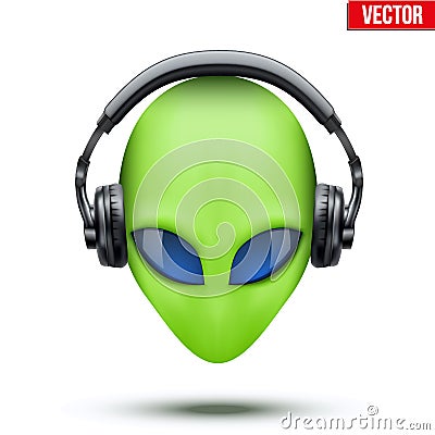 Alien head with headphones. Vector. Vector Illustration