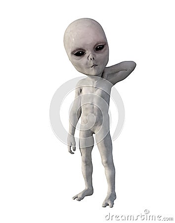 Alien holding sore neck Cartoon Illustration