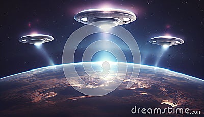 Alien invasion of planet Earth Stock Photo