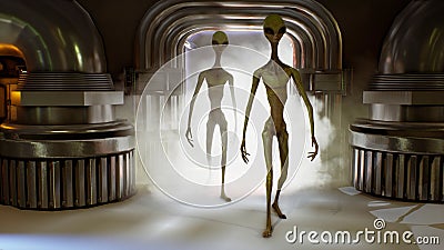 Alien invasion through the portal. Dramatic super realistic concept. 3D Rendering Stock Photo