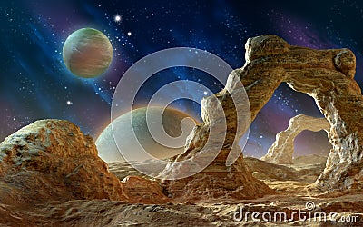 Alien landscape Cartoon Illustration