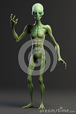 Alien or little green man portrait which is an extra-terrestrial creature from outer space Cartoon Illustration