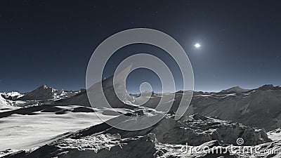 Alien moon or alien planetary landscape Cartoon Illustration