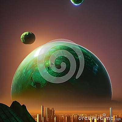 alien moon Stock Photo