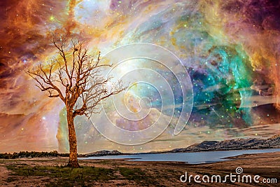 Alien planet landscape - fantasy art Stock Photo