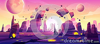 Alien planet landscape for space game background Vector Illustration