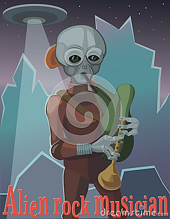 The alien plays the bagpipes Stock Photo