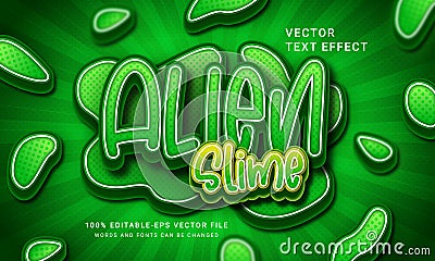 Alien Slime Green 3d text style effect Vector Illustration