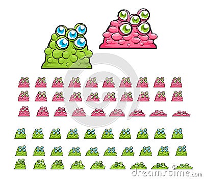 Alien Slime Monster Animated Character Sprite Vector Illustration
