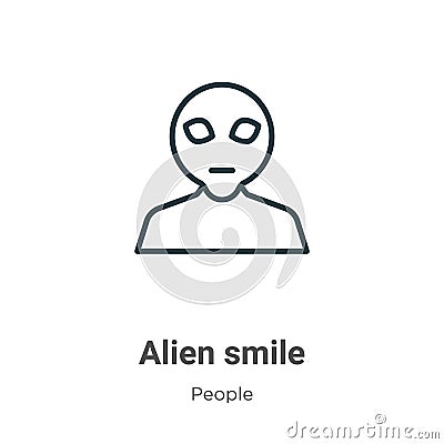 Alien smile outline vector icon. Thin line black alien smile icon, flat vector simple element illustration from editable people Vector Illustration