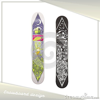 Alien Snowboard Design Vector Illustration