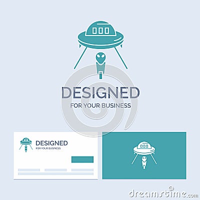 alien, space, ufo, spaceship, mars Business Logo Glyph Icon Symbol for your business. Turquoise Business Cards with Brand logo Vector Illustration