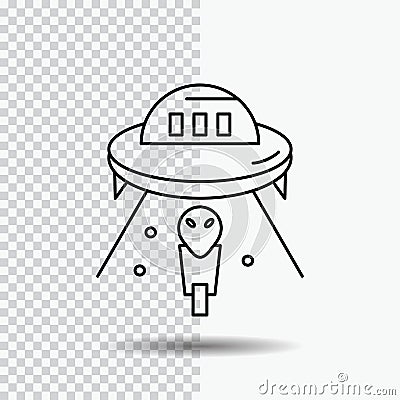 alien, space, ufo, spaceship, mars Line Icon on Transparent Background. Black Icon Vector Illustration Vector Illustration