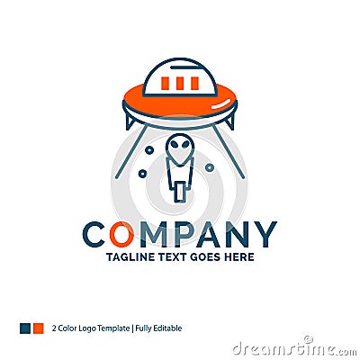 alien, space, ufo, spaceship, mars Logo Design. Blue and Orange Vector Illustration