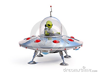 Alien spaceship, flying saucer illustration Cartoon Illustration