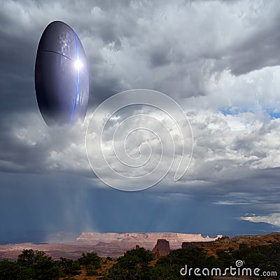 Alien spaceship over the Grand Canyon Stock Photo