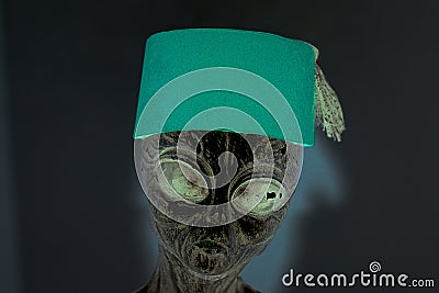 Grey Alien Statue Negative Effect Close Style Image Stock Photo