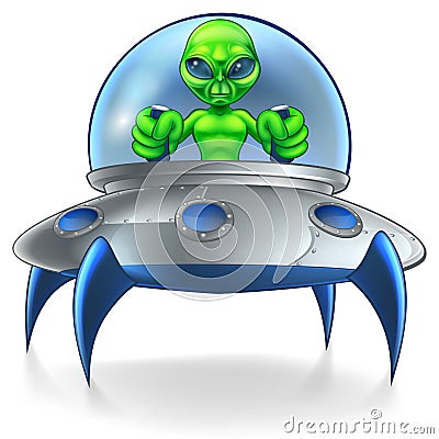 Alien UFO Flying Saucer Vector Illustration