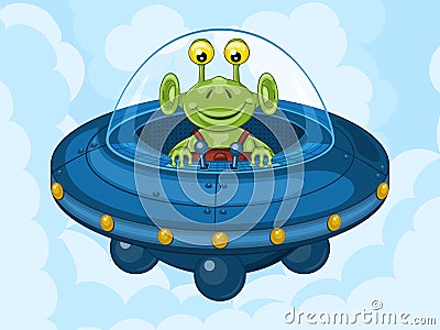 Alien and UFO Vector Illustration