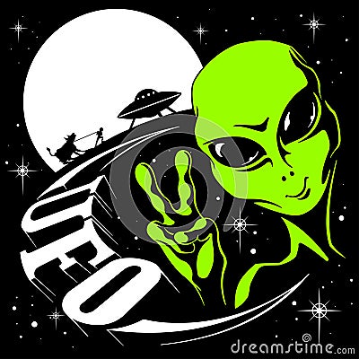 Alien UFO vector illustration Vector Illustration