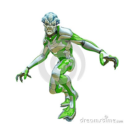 Alien warrior attack Cartoon Illustration