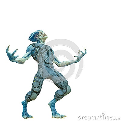 Alien warrior looking up two Cartoon Illustration