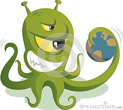 Alien world domination Cartoon Illustration