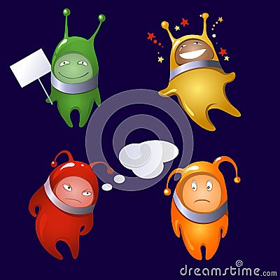 Aliens in a cartoon style Vector Illustration