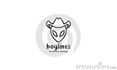 Aliens with cowboy hat logo symbol vector icon illustration graphic design Vector Illustration