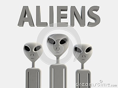 Aliens 3D effect rendering on white background Stock Photo