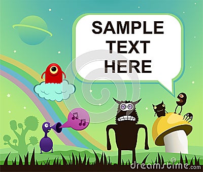 Aliens and monsters Vector Illustration