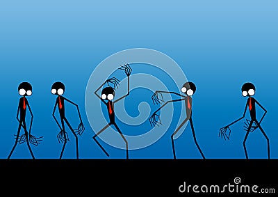 Aliens in a row Vector Illustration