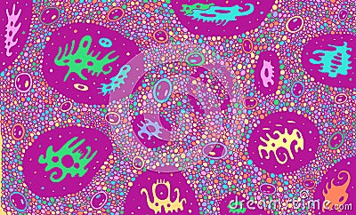 Aliens in space. Surreal psychedelic artwork. Pastel colors. Psychedelic colorful illustration. Fantasy creatures. Vector artwork Vector Illustration