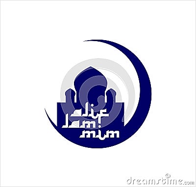 Alif lam mim mosque Vector Illustration