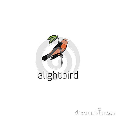 Alight bird tree logo vector Vector Illustration