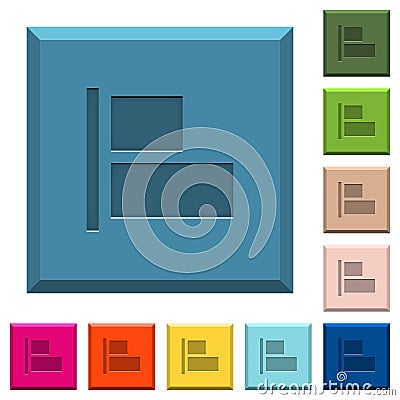 Align to left engraved icons on edged square buttons Stock Photo