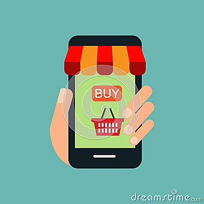 Online shopping on cellphone concept Stock Photo