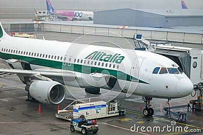 Alitalia Airbus A320 at Budapest Editorial Stock Photo