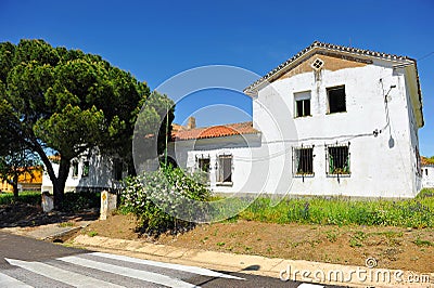 Antigua Casa cuartel de la Guardia Civil en AljucÃ©n, EspaÃ±a Stock Photo