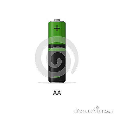 Alkaline battery AA isolated on white background. Rechargeable battery energy storage cells flat modern style. Vector Vector Illustration