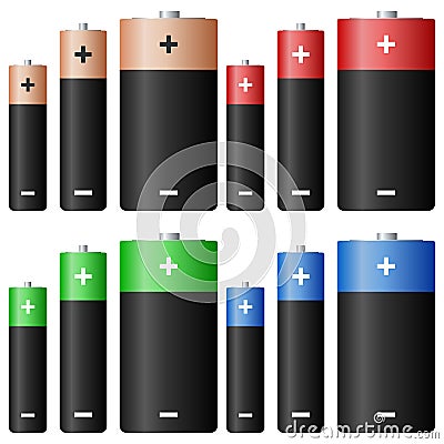 Alkaline Battery Set Vector Illustration