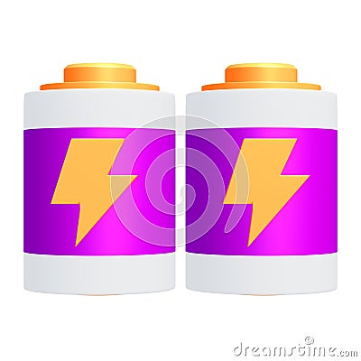 Alkaline cylinder battery with bolt icon Cartoon Illustration