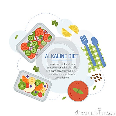 Alkaline diet meal plan Vector Illustration