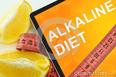 Alkaline diet on tablet. Stock Photo