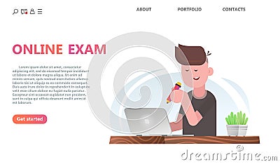 Online testing or exam service concept Vector Illustration